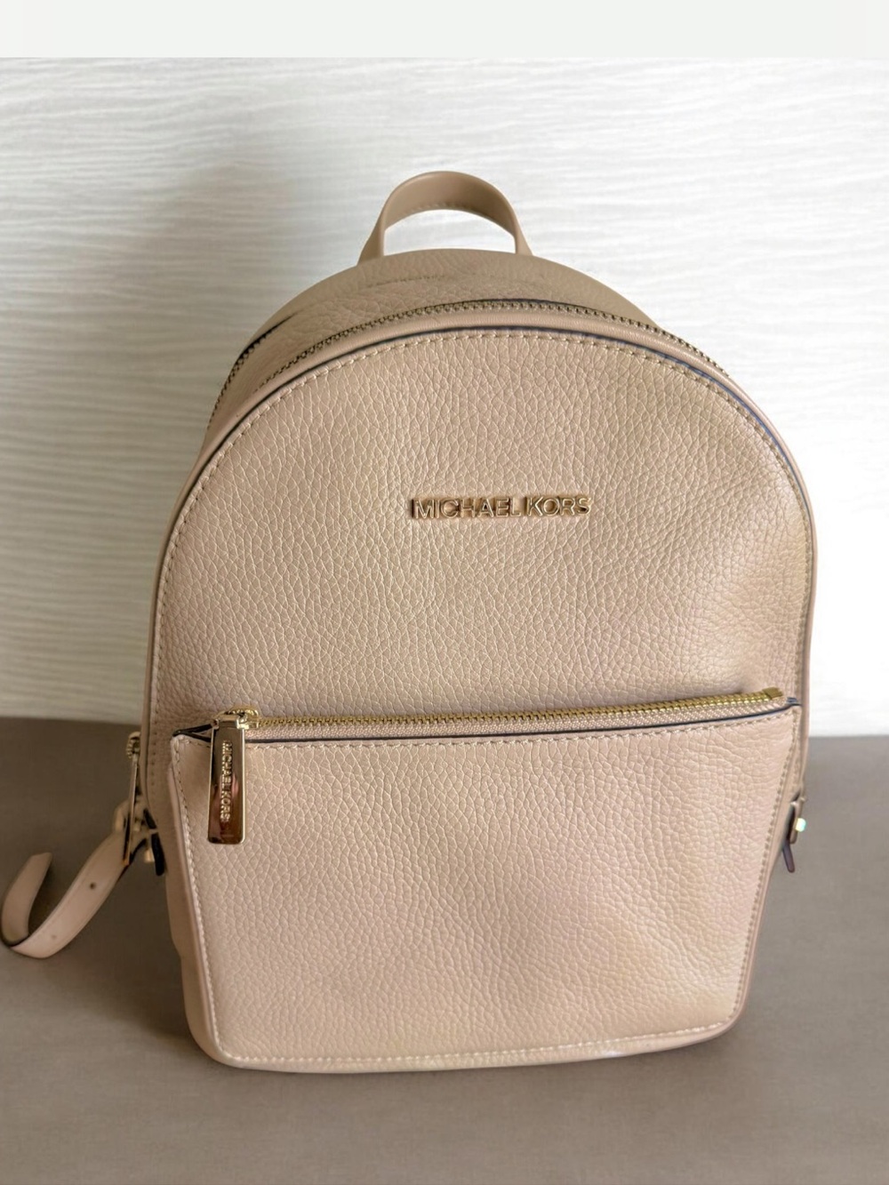 Michael Kors Adina Pebbled Leather Backpack in color bisque